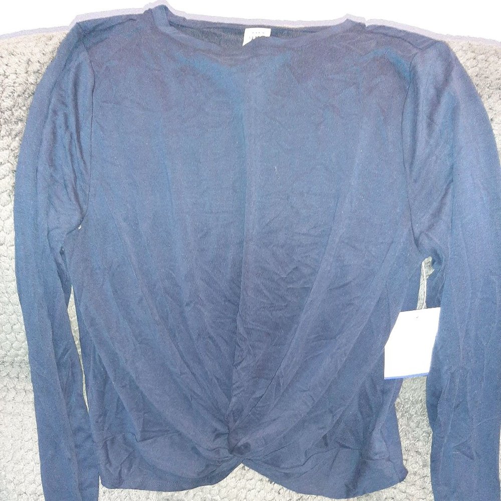 Navy blue, Twisted Hem, Long Sleeve SMALL-Medium Top